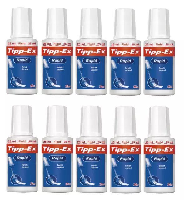 10 x Korrekturfluid Tipp-Ex® Rapid, Fluid Flasche 25ml, weiß mit Verstreicher