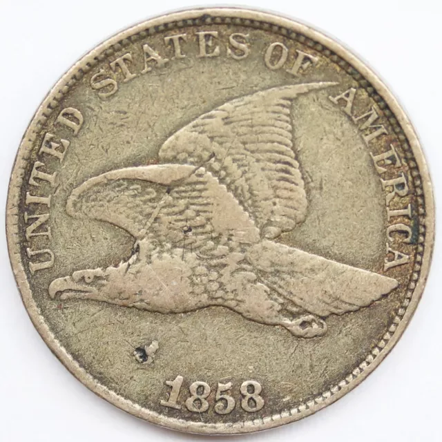 1858 American Flying Eagle Cent Large Letters Philadelphia Mint US 1C Coin