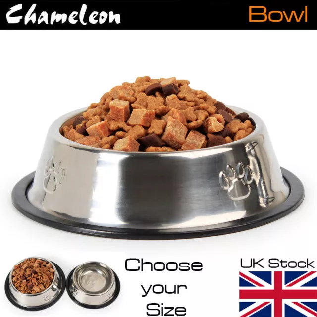 Non Slip Pet Bowl Feeding Food Water Dog Puppy Dish Stainless Steel Metal 2