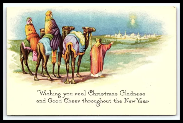 Christmas Postcard Wishing You a Real Christmas Gladness Three Wisemen   pc 125