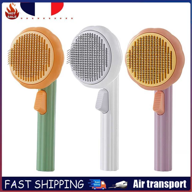 Pumpkin Pet Self Cleaning Slicker Brush Dog Cat Loose Tangled Hair Remove Comb