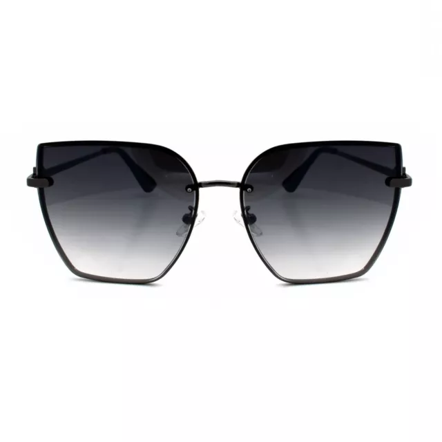 Damen Sonnenbrille Quadratisch Schwarz dezentes Cateye Eckige Rahmenlose Gläser