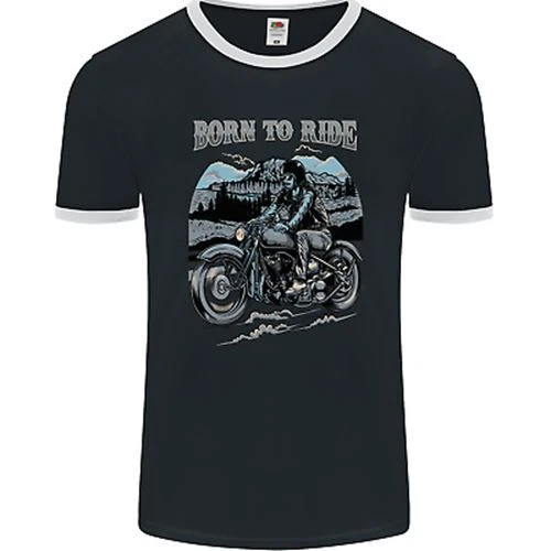 Born to Ride Motorbike Motorcycle Biker Mens Ringer T-Shirt FotL