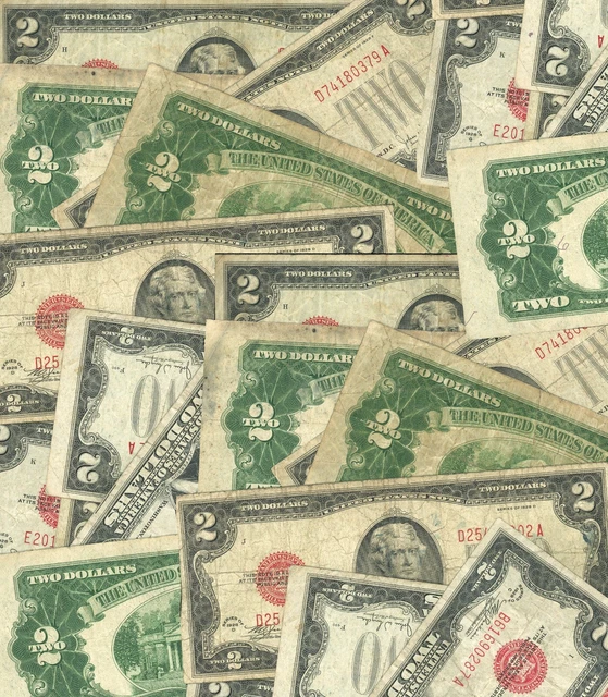 1928 $2 Red Seal Rare Old US Paper Money Large Red Seal Rare VG