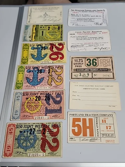 Vtg 1930s-40s Railroad Passes and Tickets Lot of 11 Los Angeles Cleveland PB1