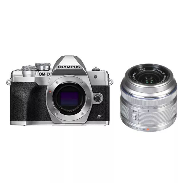 Olympus OM-D E-M10 Mark IV Mirrorless Camera with 14-42mm R Lens (Silver)