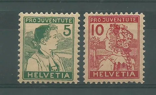 1915 Schweiz Helvetia pro Juventute Trachten Kantone 2 Werte MNH MF27428