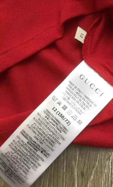 Polo Rossa GUCCI bambini ragazzi ragazzi a maniche lunghe età 12 anni nuova con etichette prezzo disponibile £201 7