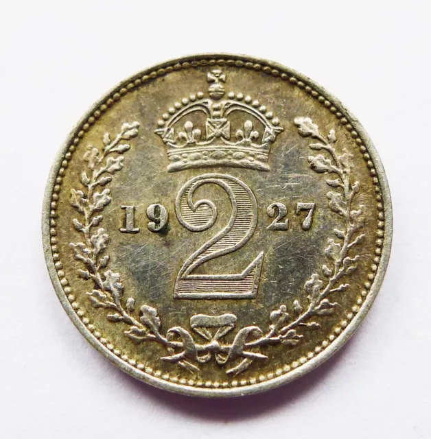 1927 Maundy Twopence 1927, .500 Silver, Low 1766 Mintage, 'Circulated'. Km#812A