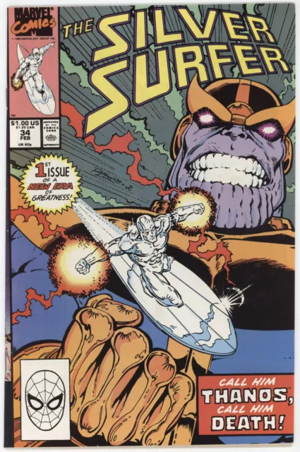 Silver Surfer 34 Marvel 1990 VF Thanos Infinity Gauntlet Jim Starlin
