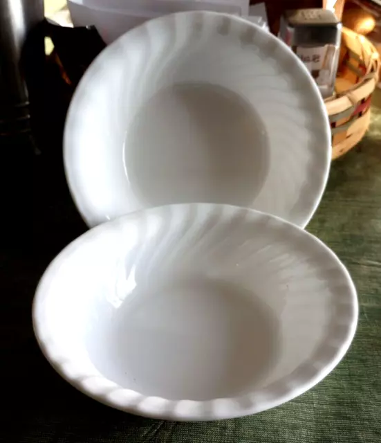 Set of 2 Corelle Corning Enhancements White Swirl 7 1/4" Soup Cereal Bowls