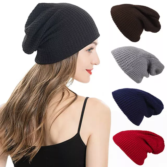 Beanie Hat Men Women Ladies One Size Knitted Woolly Ski Warm Thermal Winter Hats 3