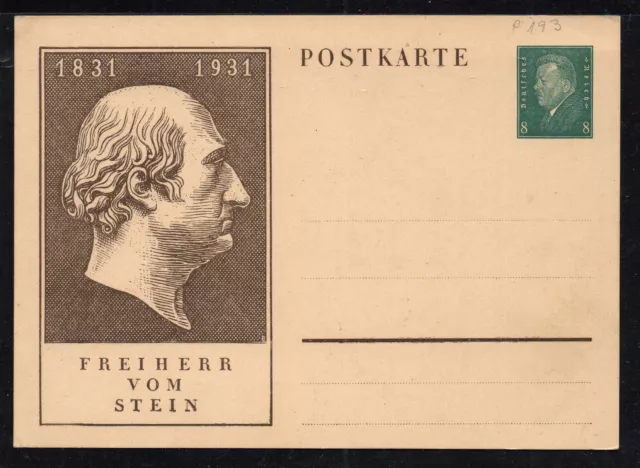 D477# D. Reich, Postkarte P 193 "Freiherr vom Stein" ungebraucht