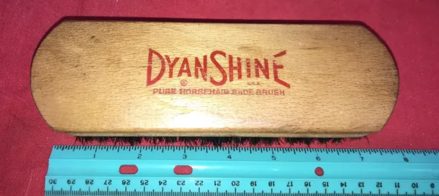 Vintage DyanShine Professional Shoe Shine Brush,  Horse Hair, Wood Handle  USA