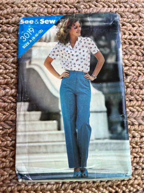 1980's Vintage Butterick Sewing Pattern 3019 See & Sew Misses Blouse & Pants FF