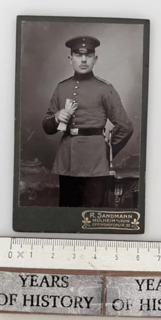 CDV Foto photo Soldat Portrait 1905-18 Atelier R. Sandmann Mülheim Ruhr