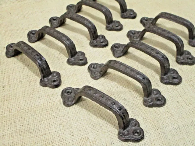 10 Rustic Cabinet Handle Cast Iron Drawer Pull Door Antique Style 5 1/2" Cabin 2