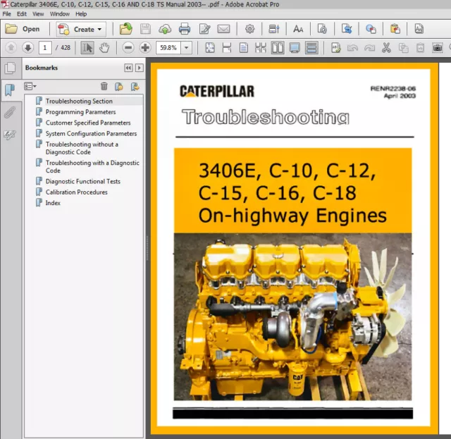 Manual de solución de problemas de Caterpillar, 3406E, C-10, C-12, C-15, C-16, 2003 ¡en adelante!¡! 2