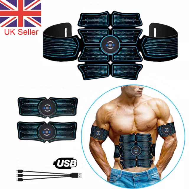 EMS Abdominal Muscle Toning ABS Trainer Stimulator Toner Belt 8 Pads Fitness Gym