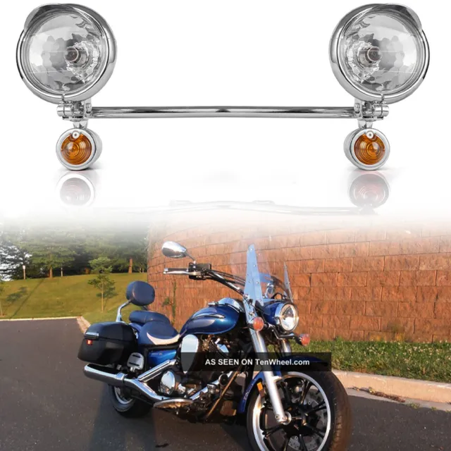 Chrome Driving Passing Turn Signals Spot Fog Light Bar Fit For Harley Touring
