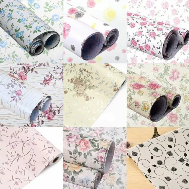 45cm*2m Self Adhesive Vinyl Shelf Drawer Liner Contact Paper Floral Wallpaper