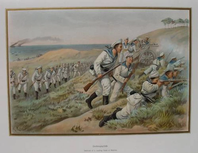Matrosen Kaiserliche Marine Uniform Sailor Kolonien Ostafrika Geschütz Landing