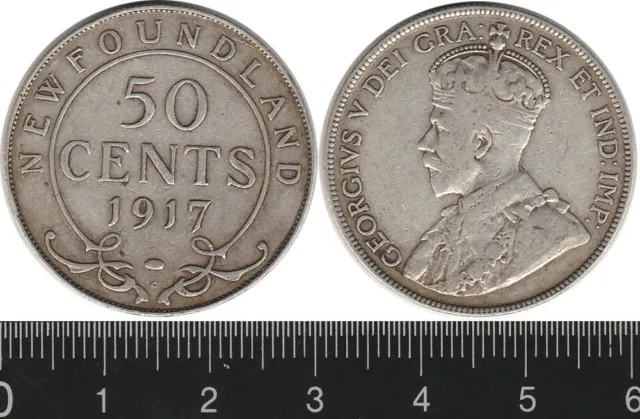 Newfoundland: 1917 50 Cents KGV silver 50c