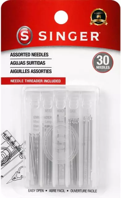 07370 Hand Sewing Needles in Compact with Needle Threader, Assorted Sizes, 30-Co