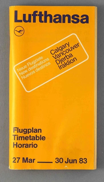 Lufthansa Airline Timetable Summer 1983 March - June Flugplan Germany Lh