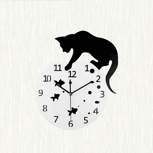 1Pc Chat Horloge Murale Vintage Horloge Murale Creative Horloge Murale