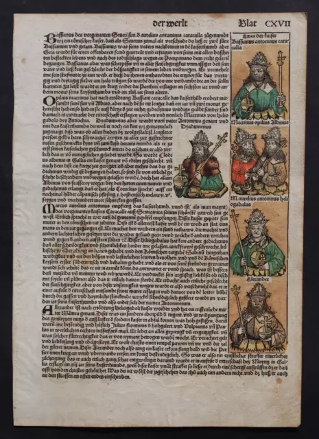 Inkunabel,Schedel Weltchronik,Koloriert,Deutsche Ausgabe Blatt Cxvii ,1493,Rar