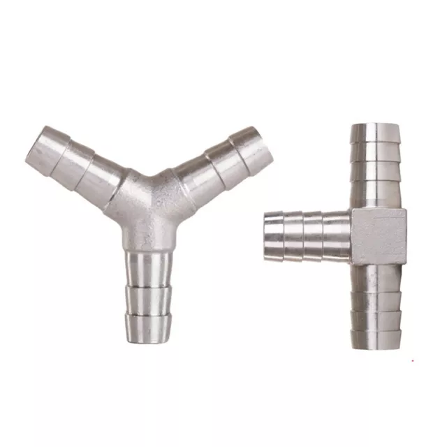 Stainless Steel Barbed 3-Way Hose Joiner Connector Fuel Air Water Gas Oil Pipe