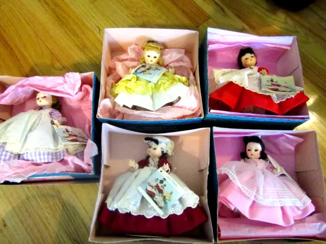 Lot 5 LITTLE WOMEN Madame Alexander 8" Dolls 1980s Marme Jo Amy Beth Meg + Boxes