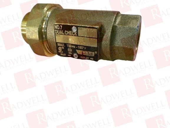 Watts 7U2-2 Dual Check Backflow Valve,  No.7 3/4 X 3/4 Max 150 psi 180 Degree