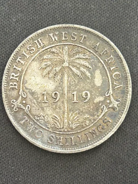 1919 H 2 Shillings British West Africa  silver  lot 553