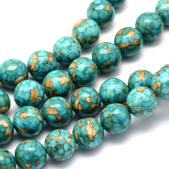 15.4" Strd Turquoise Stone Beads Smooth Round Loose Beads Gemstone Craft 6~20mm