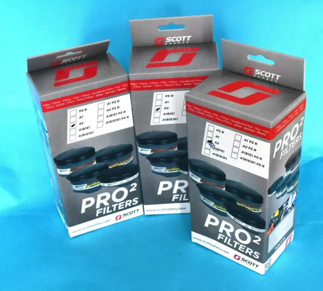 Scott Safety Industries Pair Of Sealed & Unused Pro-2 Boxed A2 Filters.