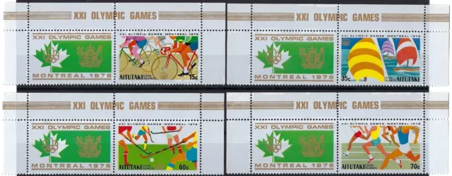 Aitutaki 1976 - Montreal Olympics - Set of 4 - Top of Sheetlets - MNH