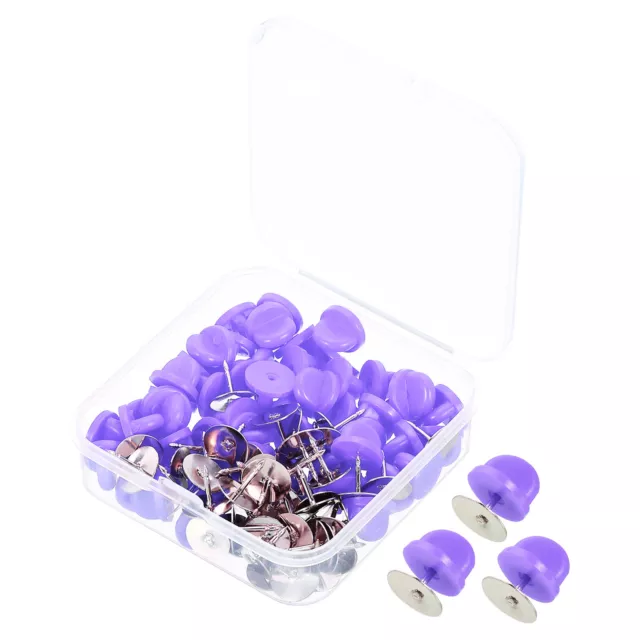 2-in-1/50Set Rubber Pin Backs Lapel Brooch Pin Backing with Tacks Purple