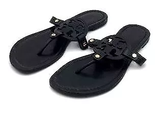 Tory Burch 'Miller' Women's Black Leather Flip Flop Sandals - Size 8.5 (+COA)
