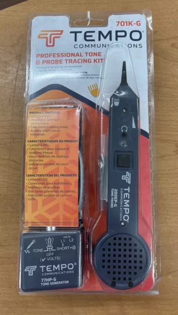TEMPO COMUNICATIONS Standard 701K-G Tone & Probe Tracing Kit Brand New! Unopened