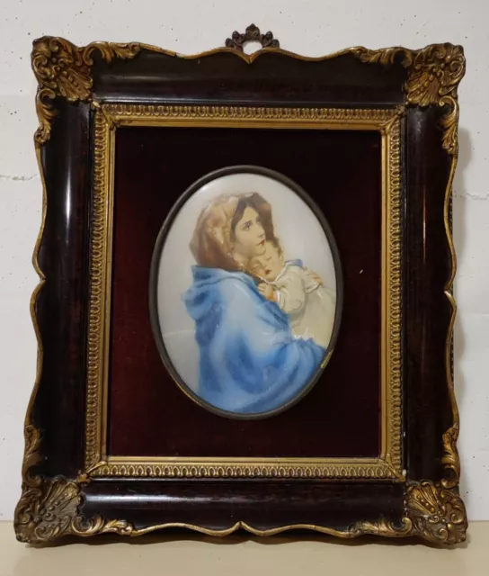 Icona Capoletto " Maternita'" Su Avoriolina Cornice In Legno D'epoca