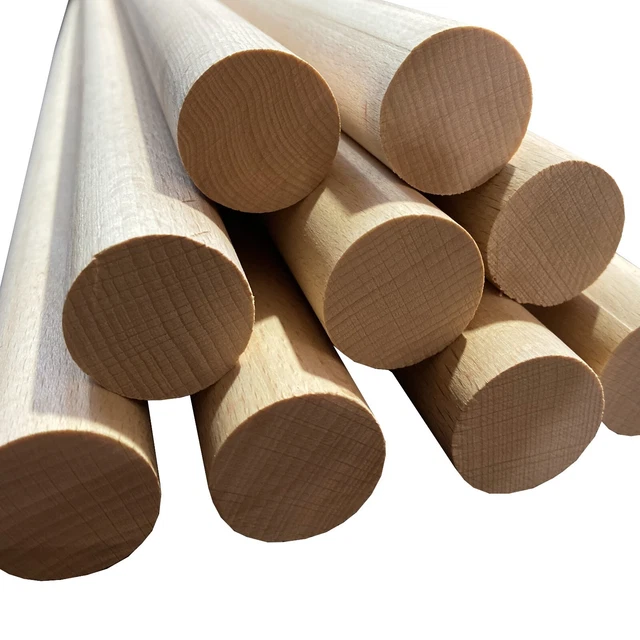 Rundstab Buche Ø 10 bis 50mm x 100cm, Holzrundstab, Rundstäbe Holzstab Rundholz