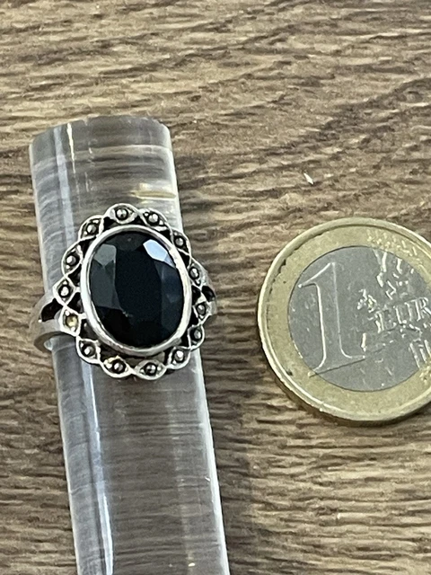 Bague Ancienne Femme Argent Massif Avec Marcassite Et Pierres Multicolores - Taille 56 - Occasion TBE