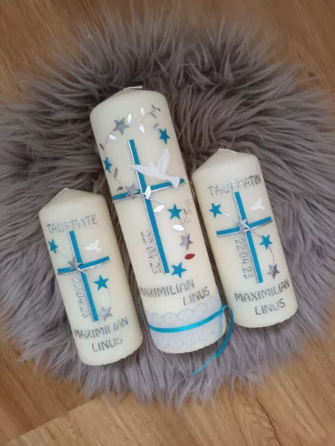 Taufkerze Junge/Mädchen  ,Sterne" Neu