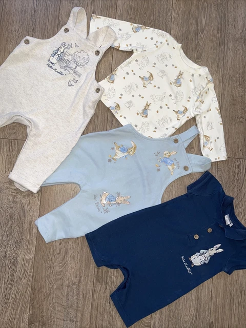 PETER RABBIT baby boys bundle dunagree romper blue age 3-6 mths