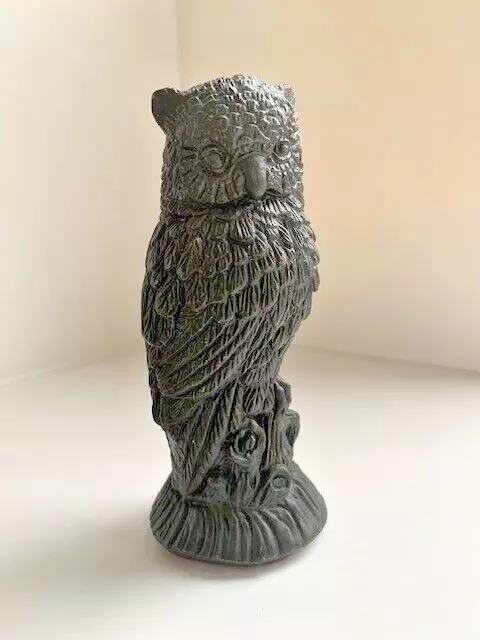 Vintage Hand Carved Owl Sculpture -Celtic Castings 500 million Years Old Slate