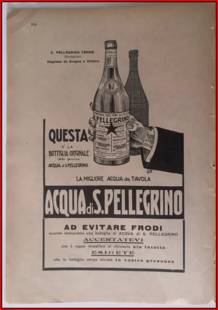 Pubblicità d'epoca Acqua San Pellegrino Terme Italian Water Vintage Advertising