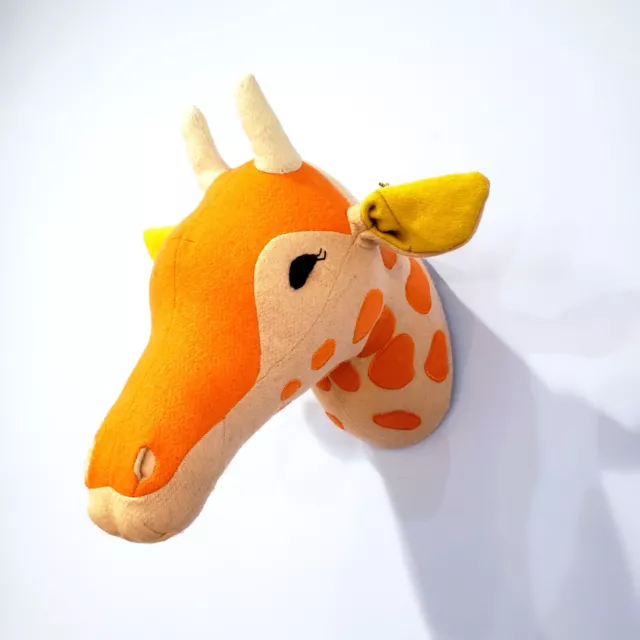 Trofeo cabeza montada de jirafa de felpa niño naranja colgante de pared 2016 funda de almohada objetivo