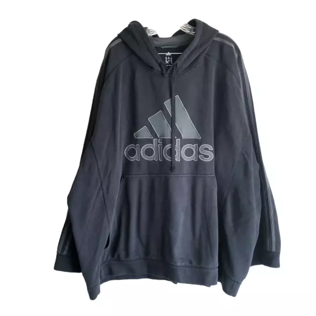 ADIDAS MEN'S HOODIE Size 4XL Gray Fleece Lined Big Embroidered Logo ...